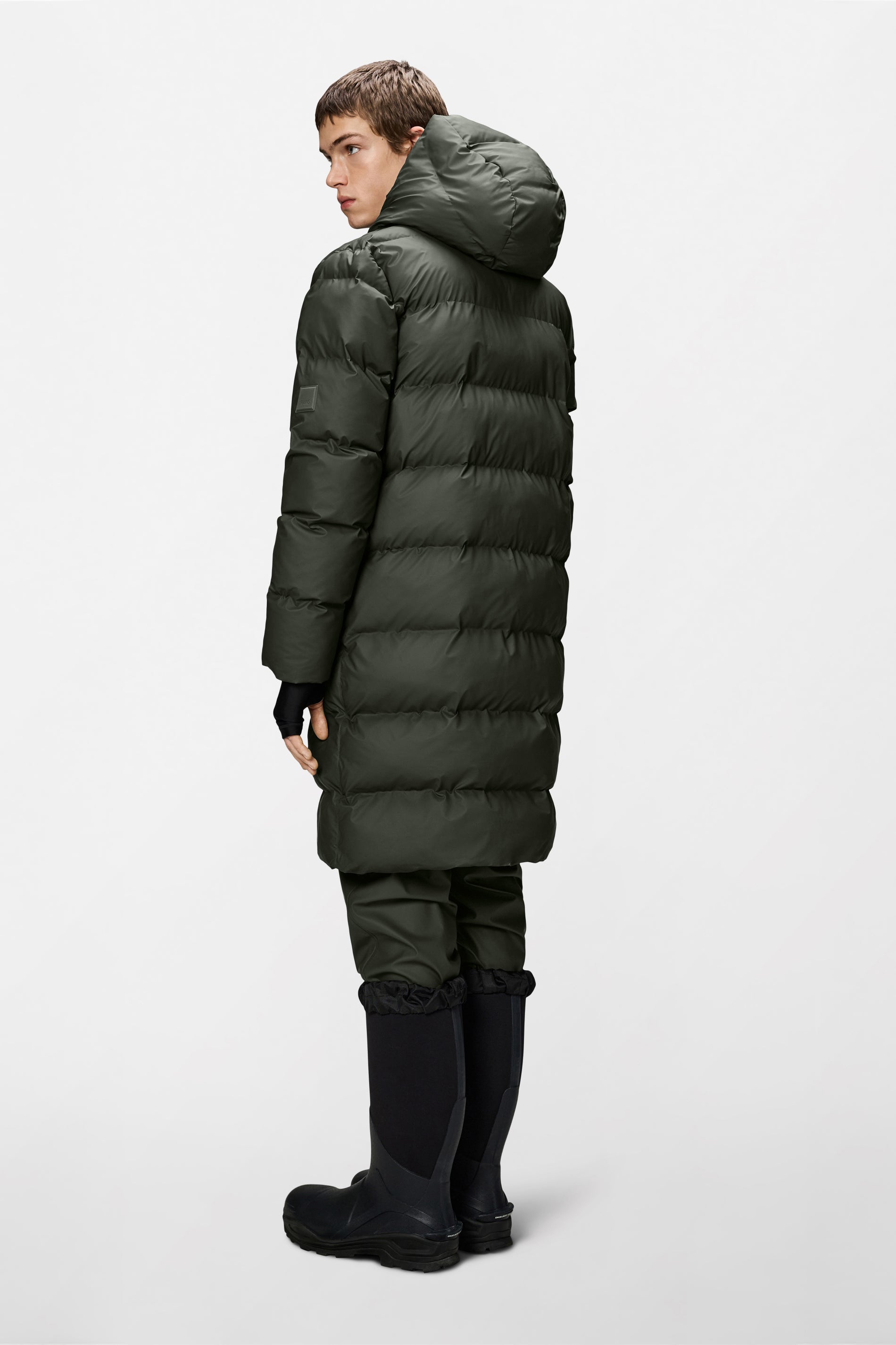 RAINS Alta Longer Puffer Jacket Green Jacket