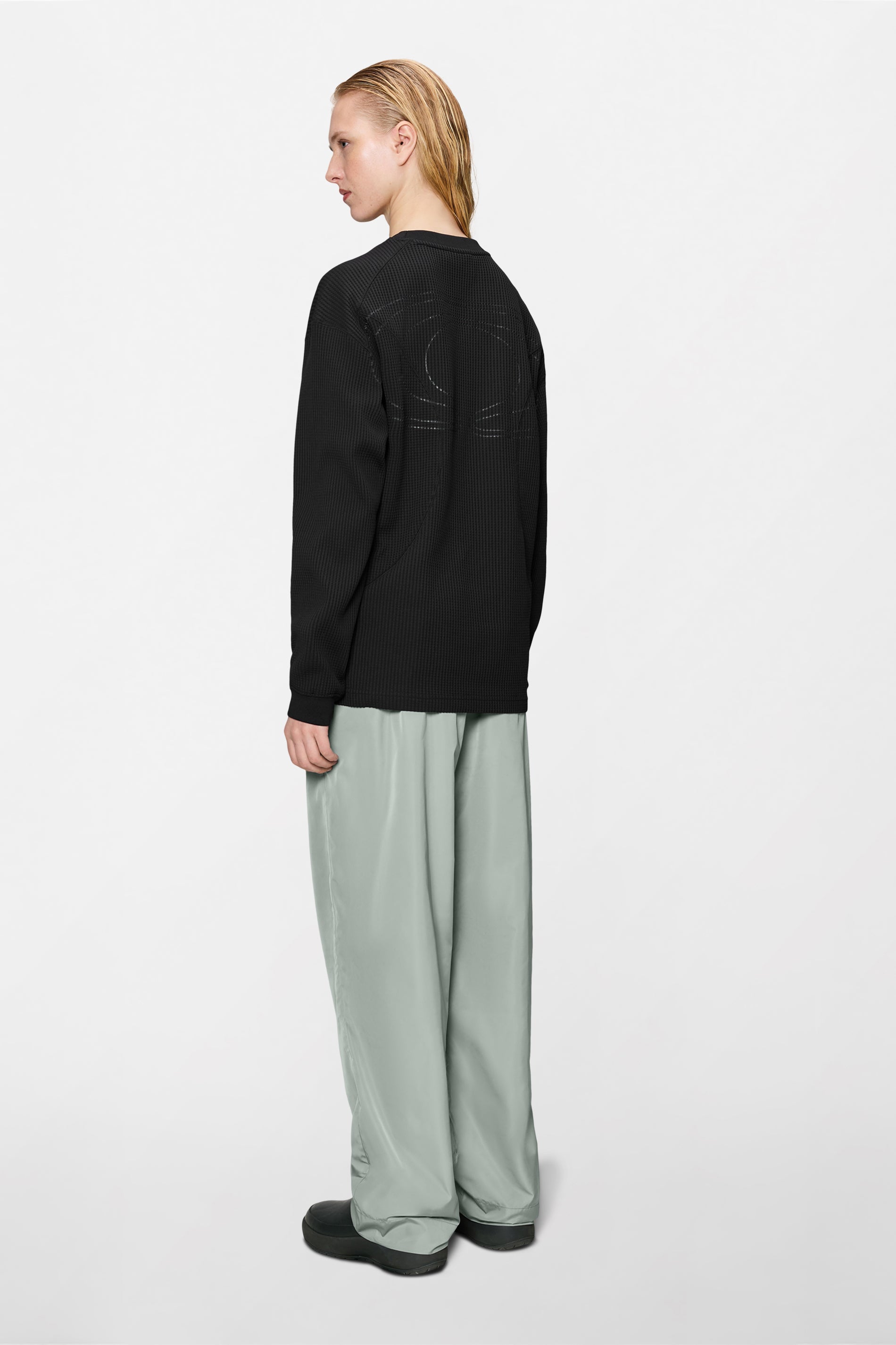 RAINS Waffle Long Sleeve T-shirt Splash Black Long Sleeve