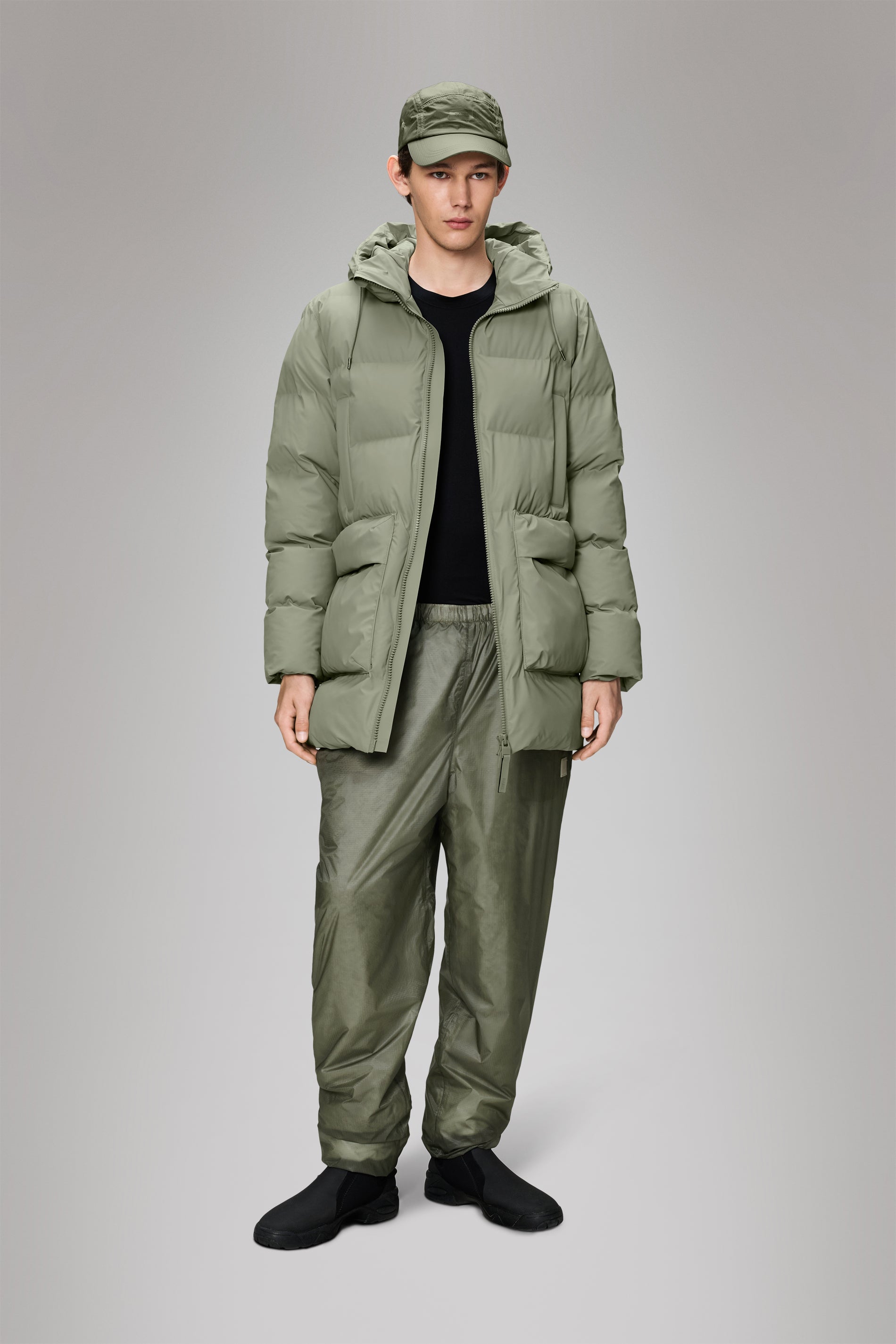 Rains Alta Long Puffer Cargo Jacket Drift Jacket