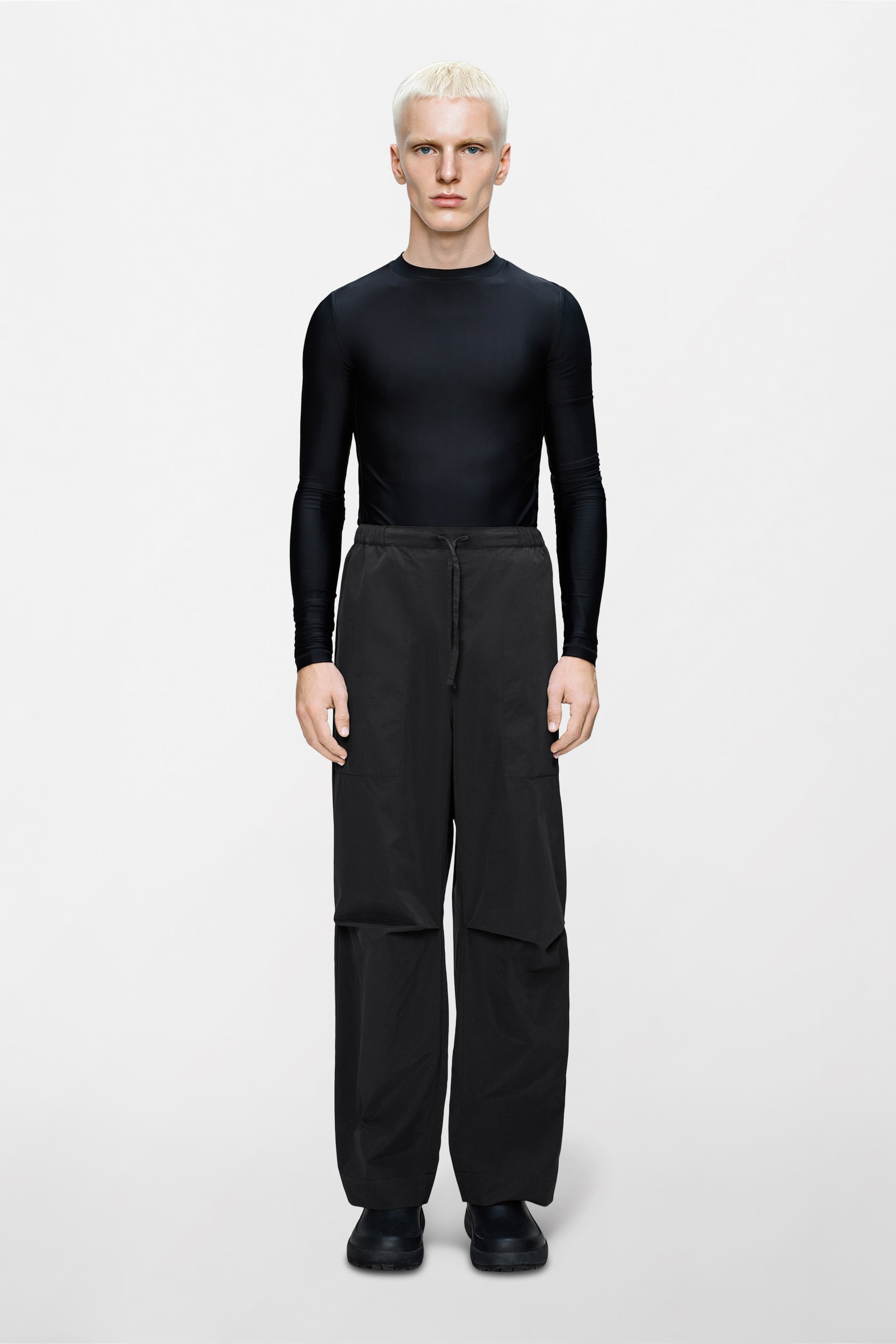RAINS Light Woven Pants Wide Black Pants