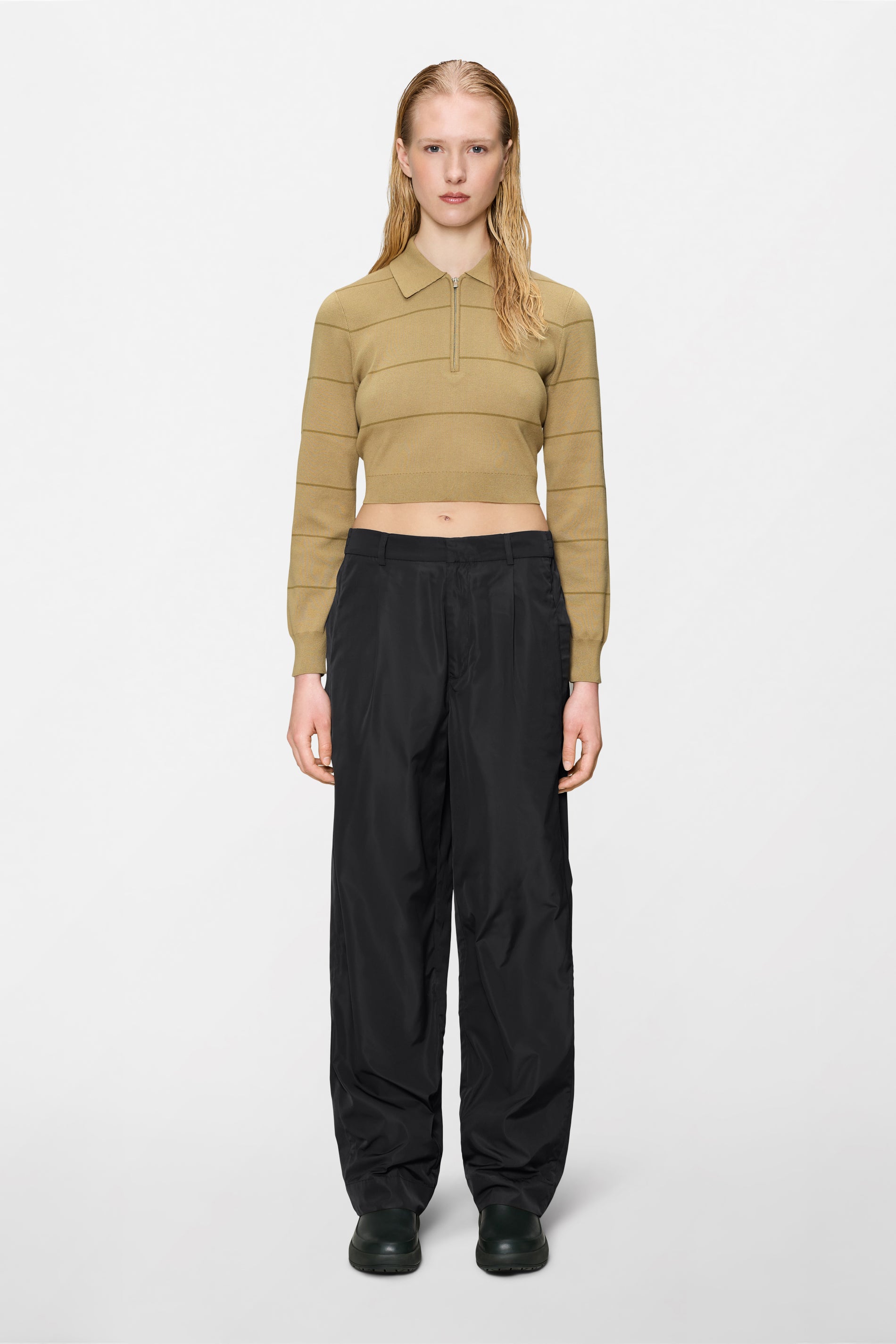 Striped Knit W Long Sleeve Polo