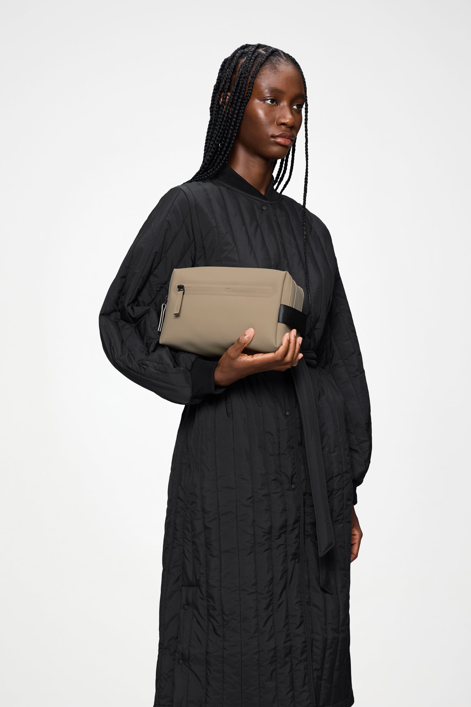 RAINS 2 Zip Wash Bag Beige Wash Bag