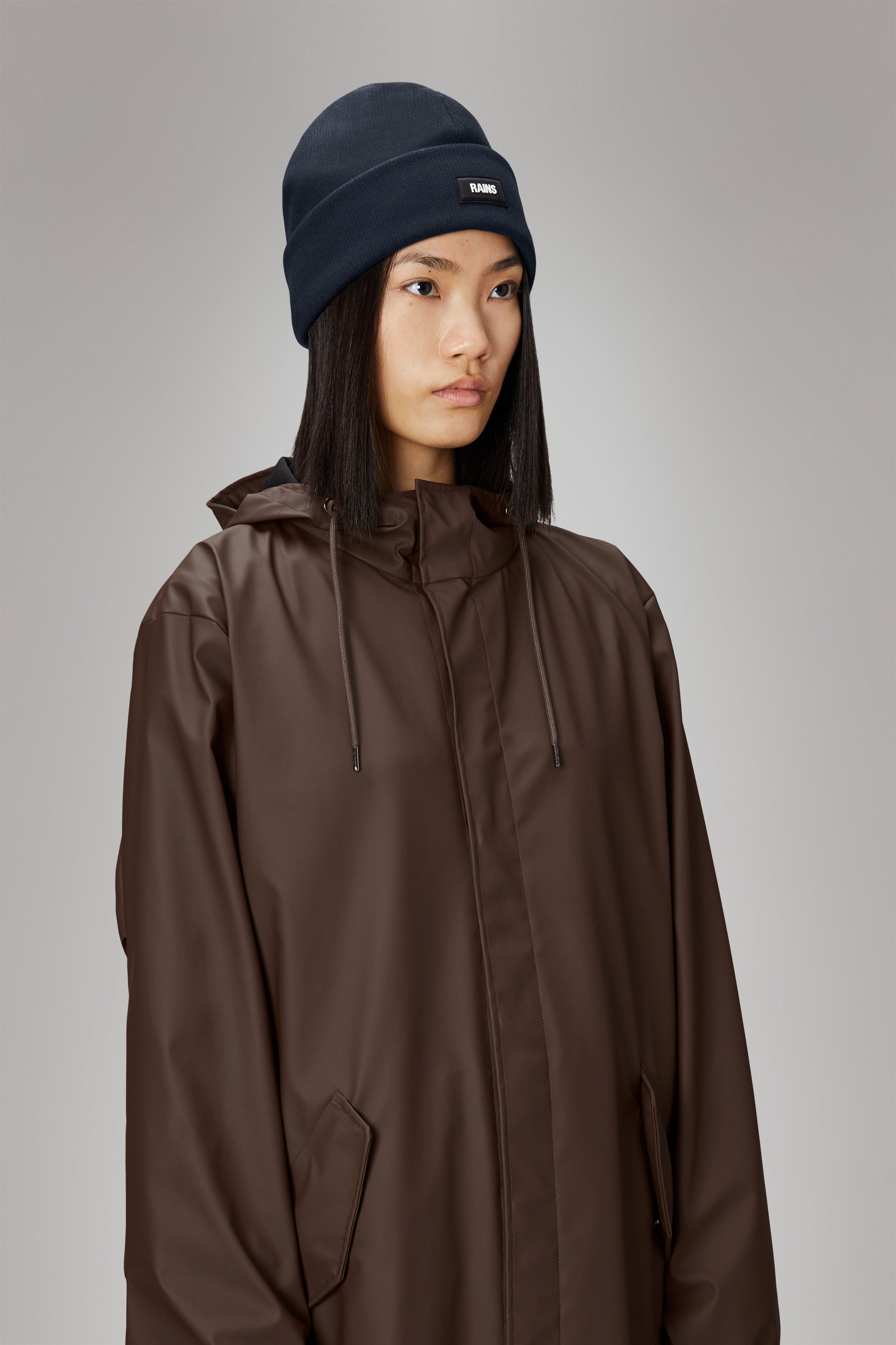 RAINS Ribbed Fleece Beanie Navy Headwear