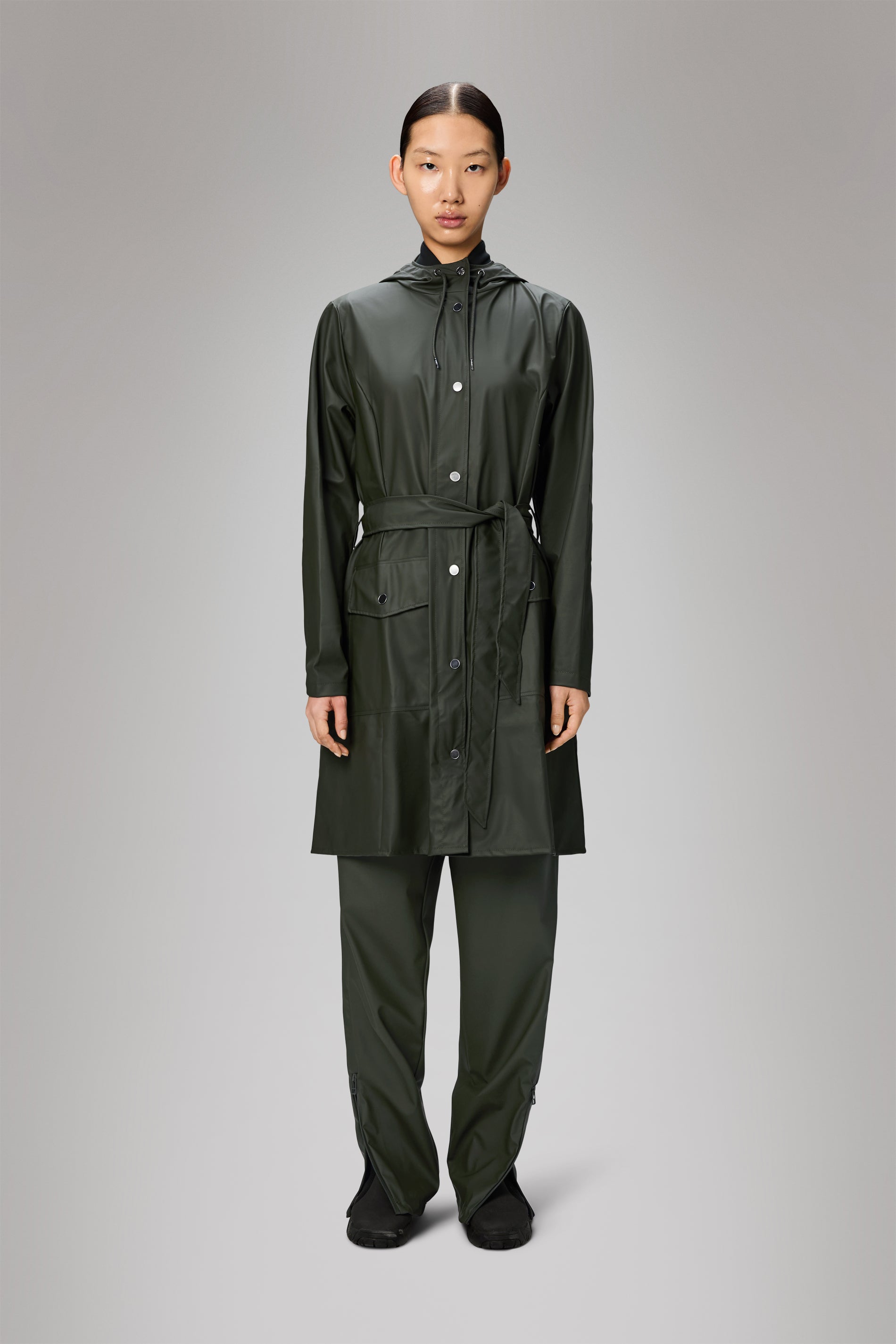 RAINS Curve Long Jacket
Green Jacket