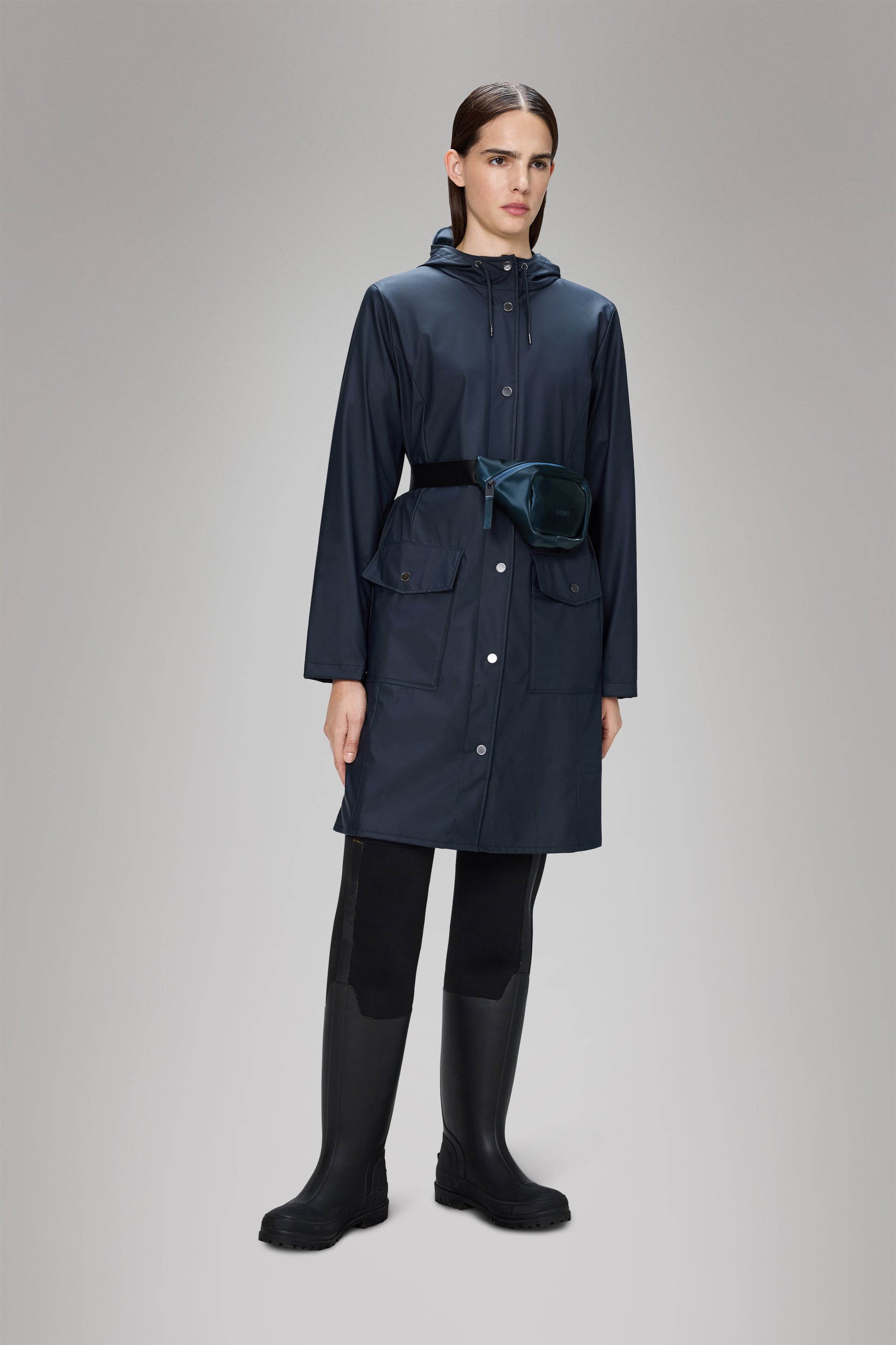 RAINS Curve Long Jacket
Navy Jacket
