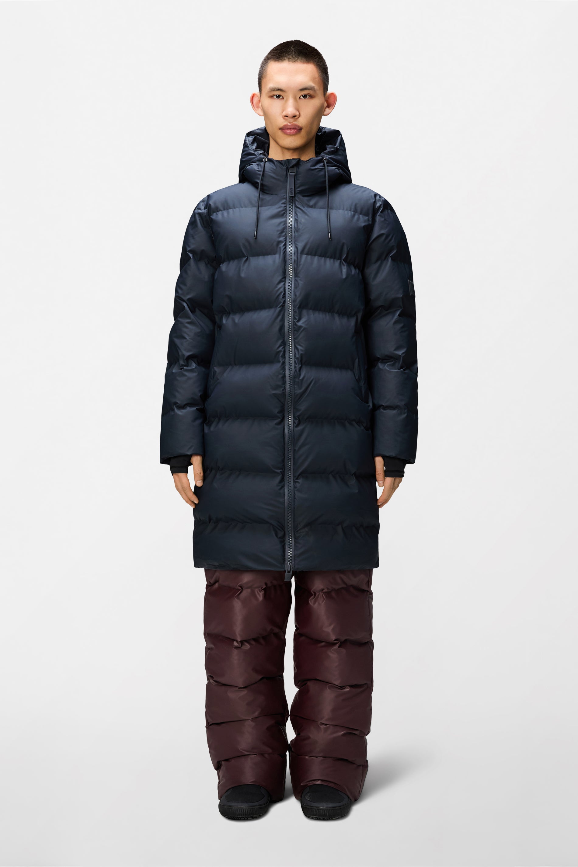 RAINS Alta Longer Puffer Jacket Navy Jacket