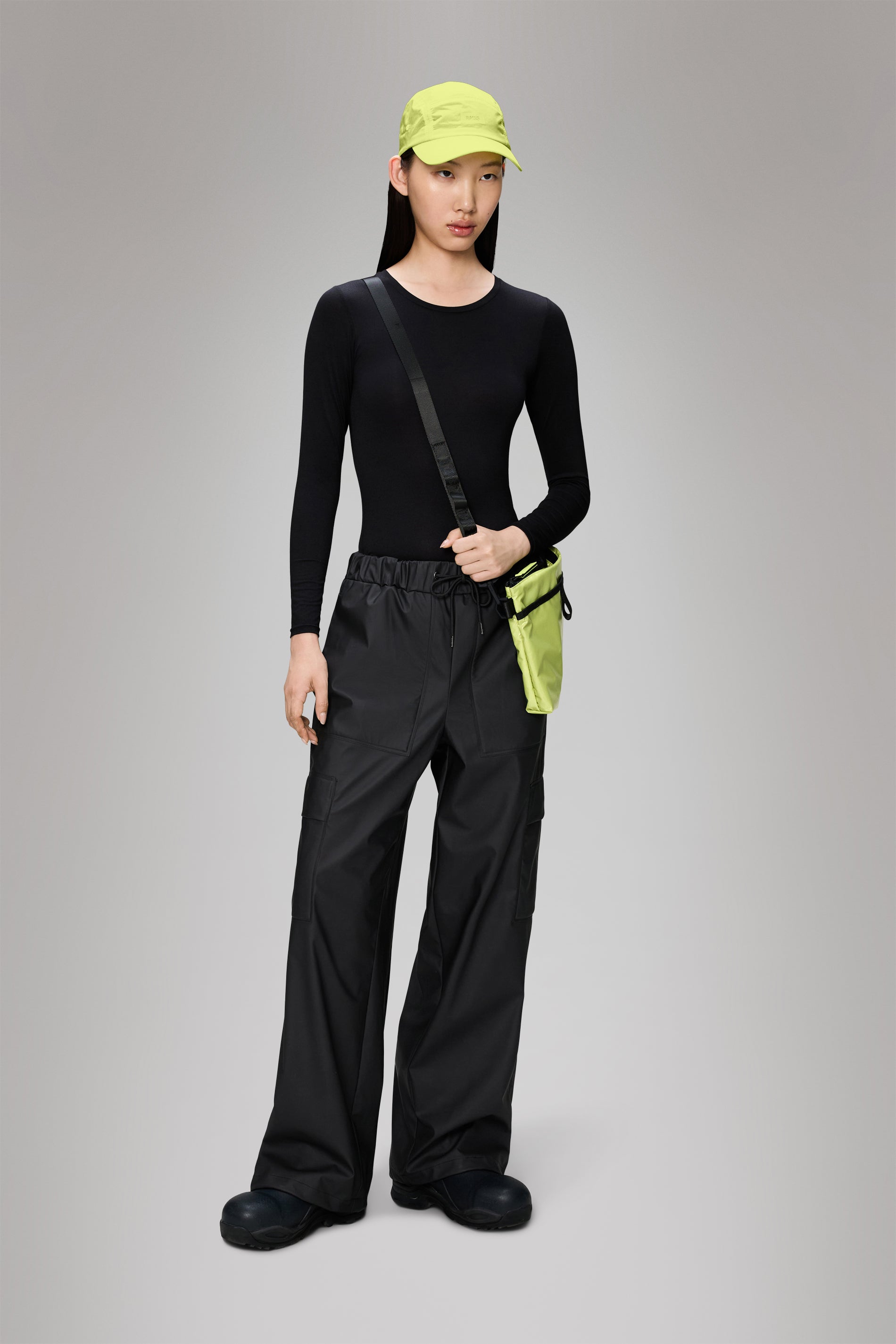 RAINS Cargo Rain Pants Wide Black Pants