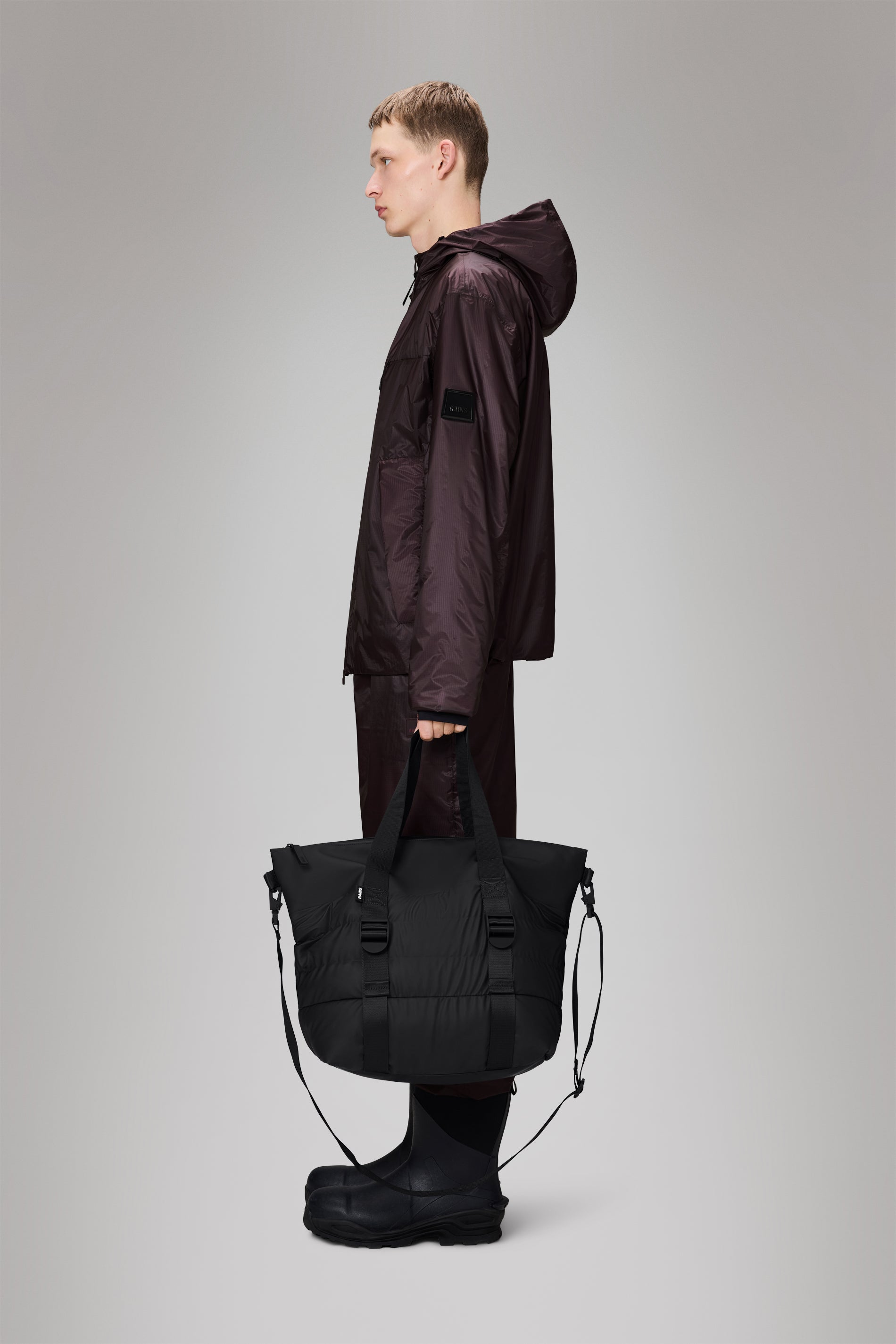 RAINS Puffer Mix Tote Bag Mini Black 16L H39 x D16 x W42 cm Tote