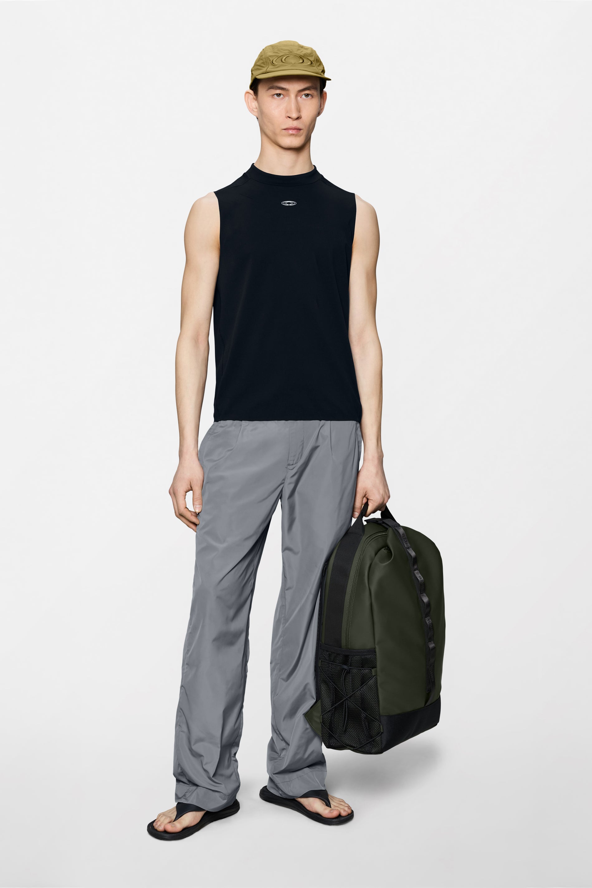 RAINS Warm Up Tank Top Black Short Sleeve