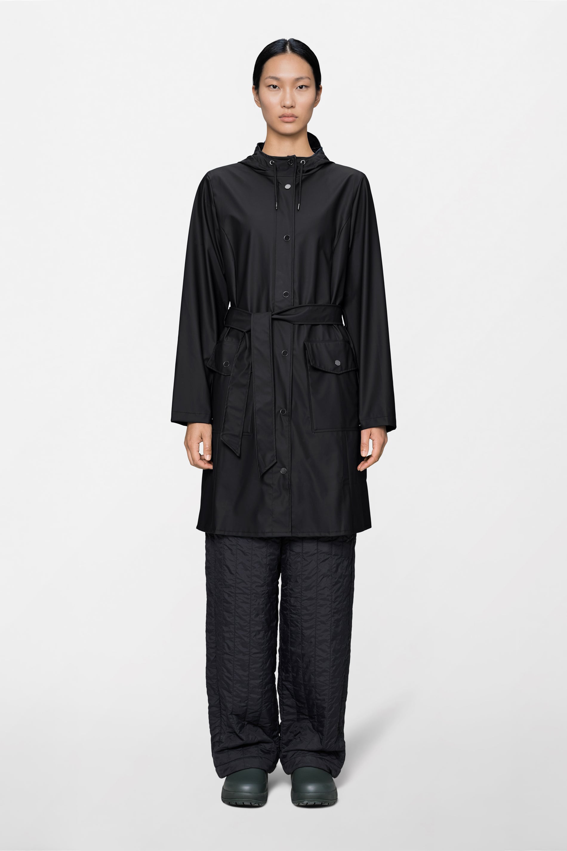 RAINS Curve Long Jacket
 Black Jacket