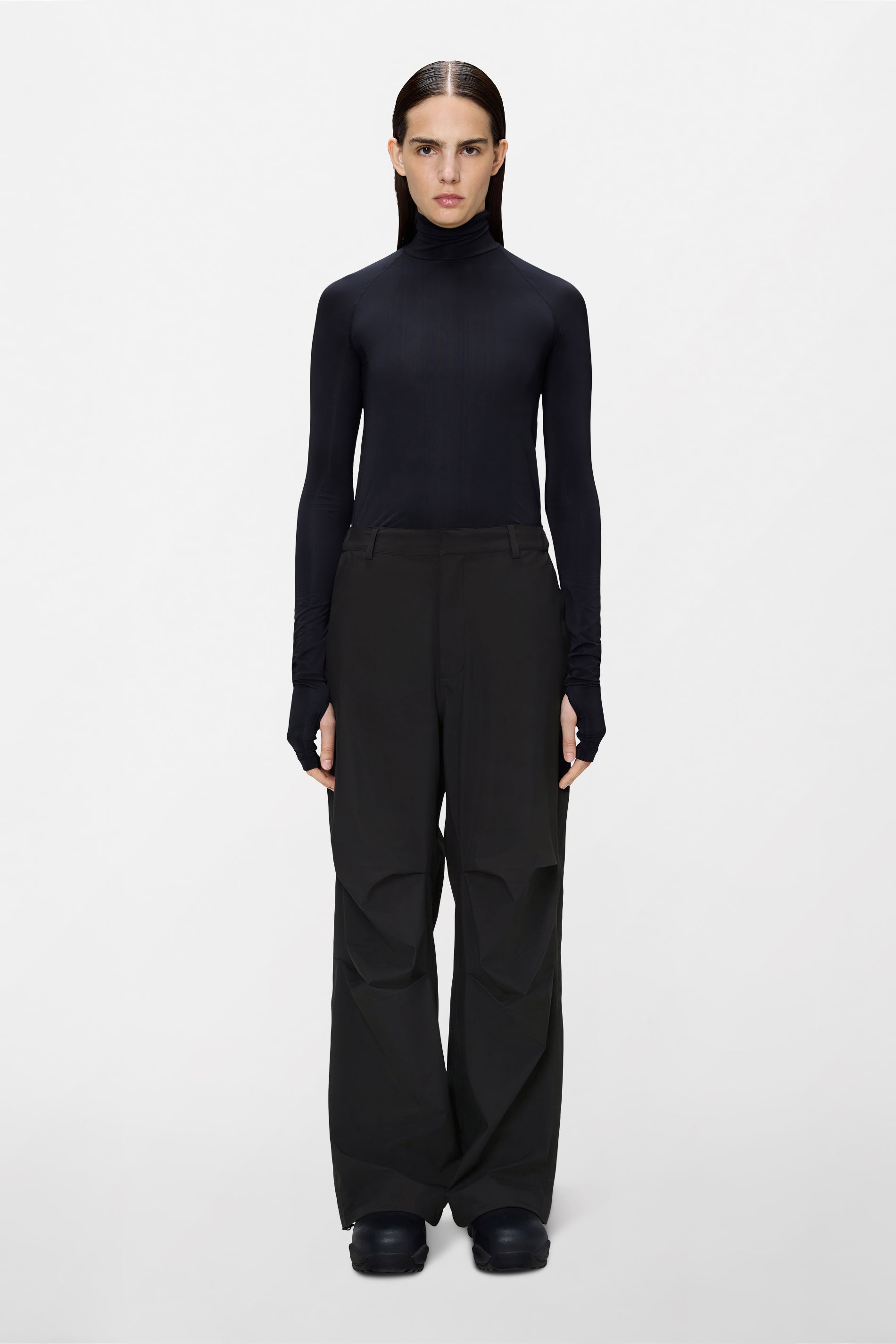 RAINS Suva Hardshell Pants Wide Black Pants