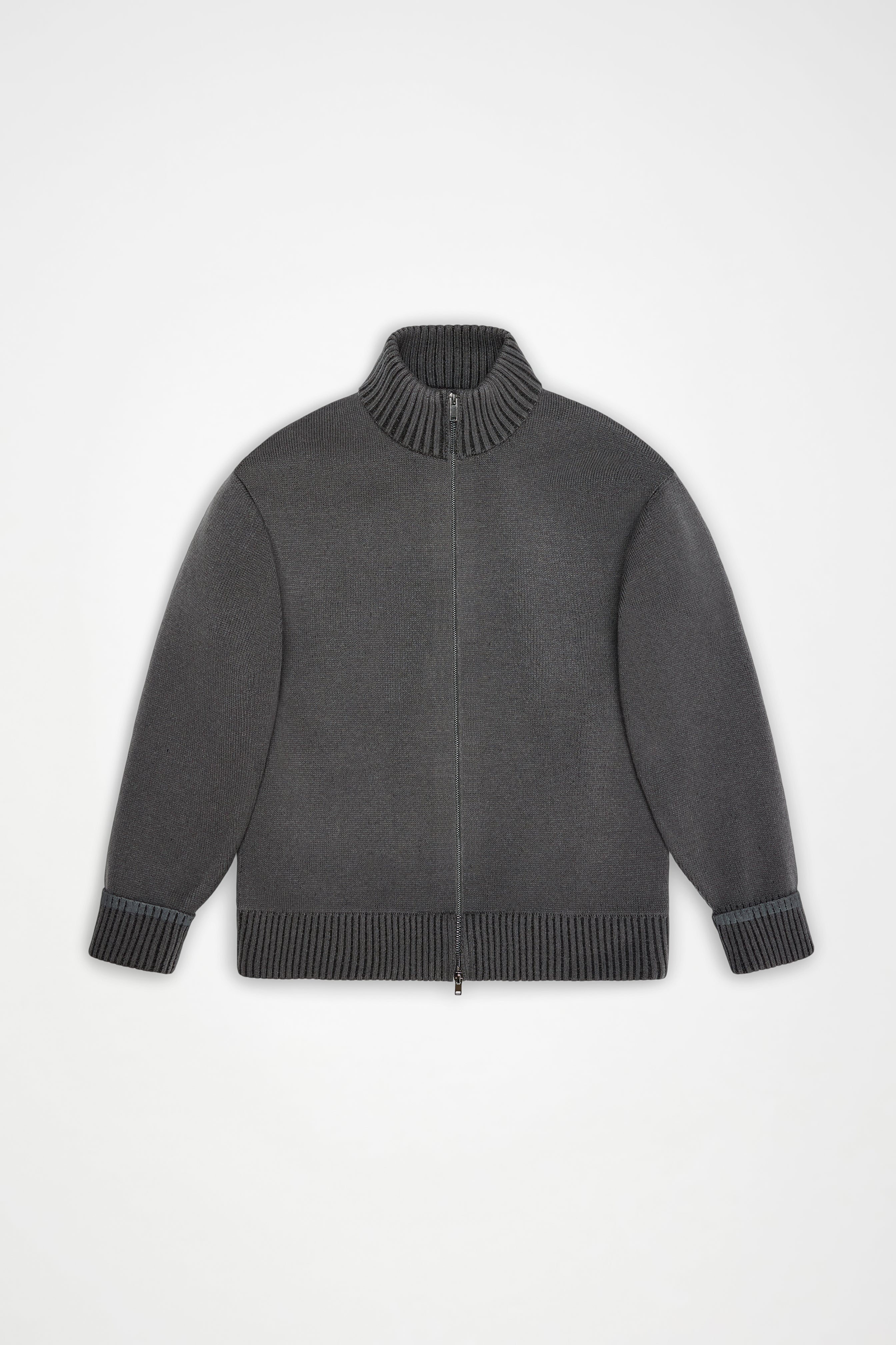 RAINS Sowa Knit Zip Cardigan Grey/Black Long Sleeve