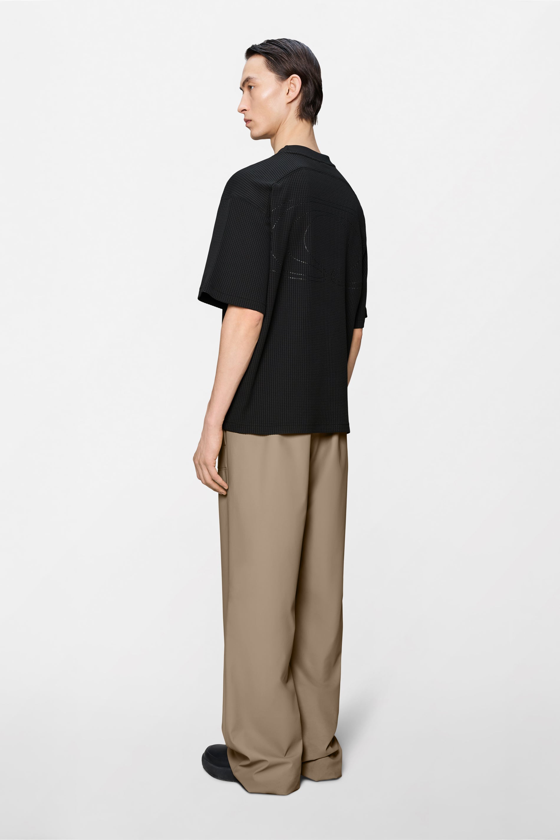 RAINS Waffle T-shirt Splash Black Short Sleeve