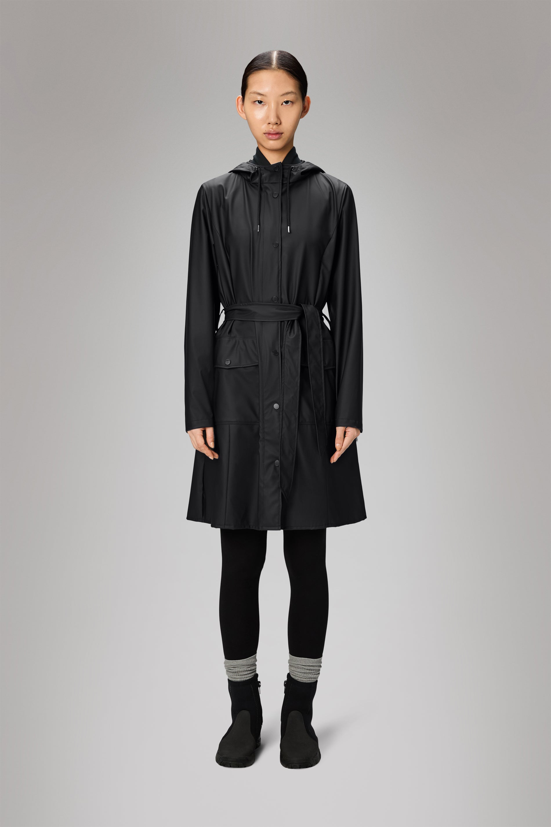 RAINS Curve Long Jacket
 Black Jacket