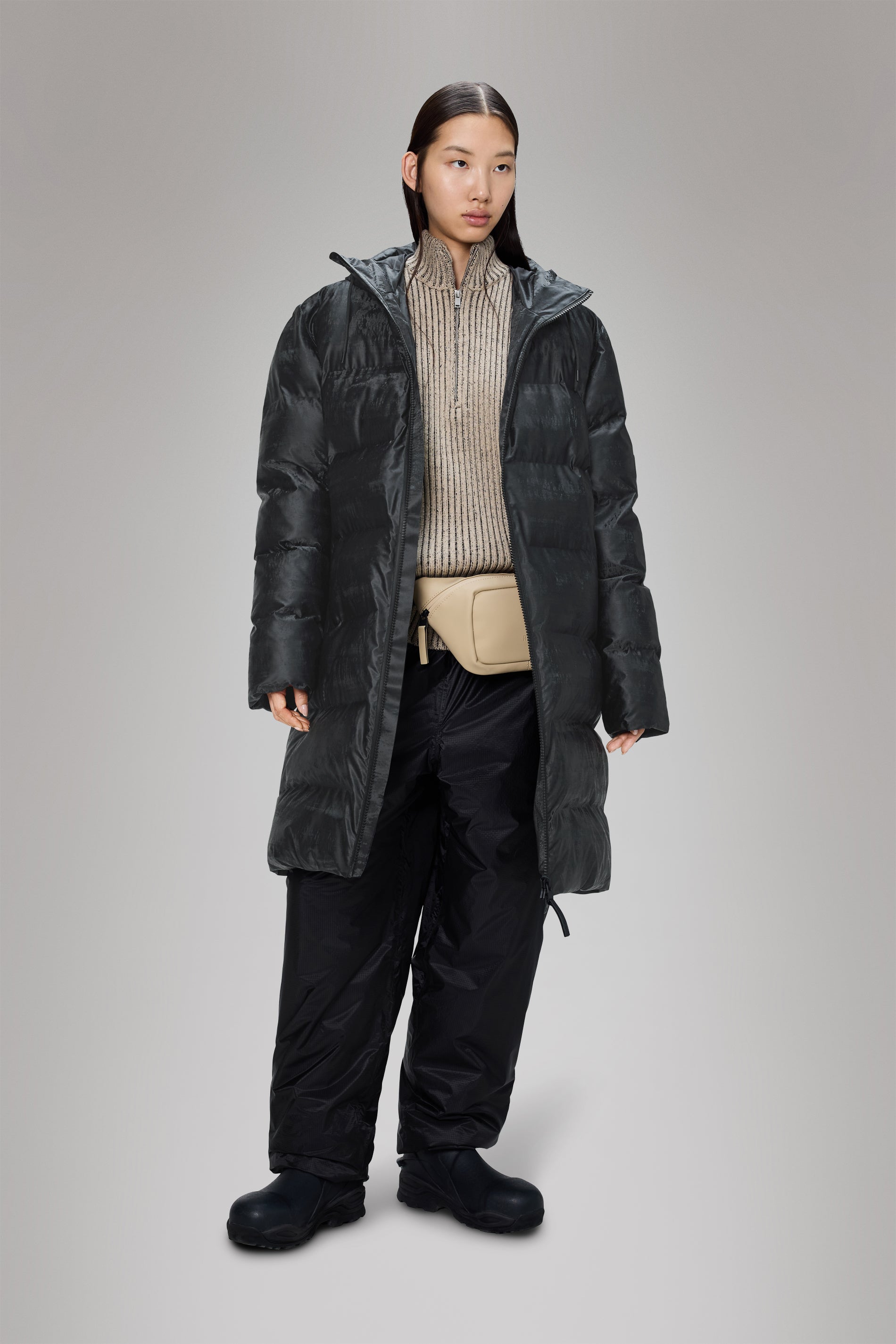 Rains Alta Longer Puffer Jacket Coal Jacket