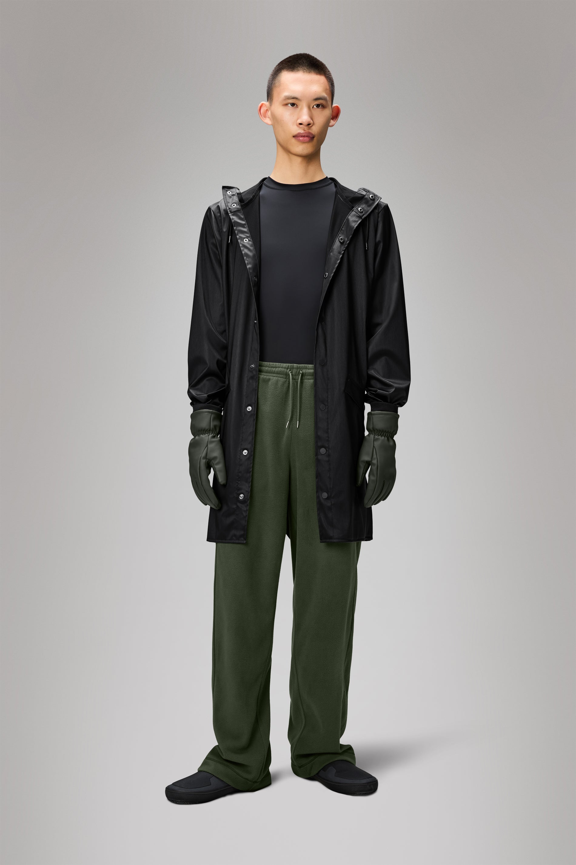 RAINS Long Jacket Black Grain Jacket