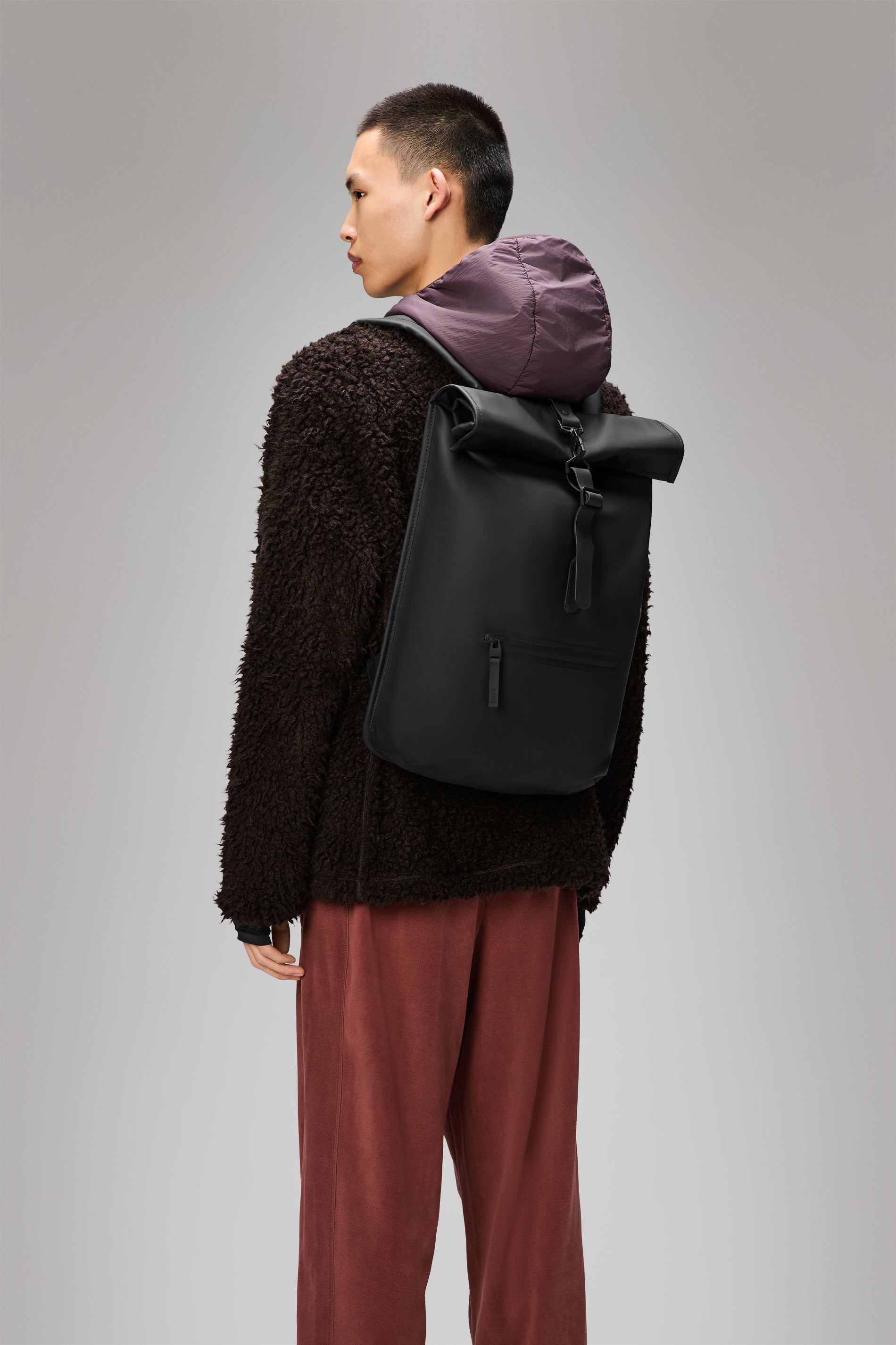 RAINS Rolltop Rucksack Black Backpack