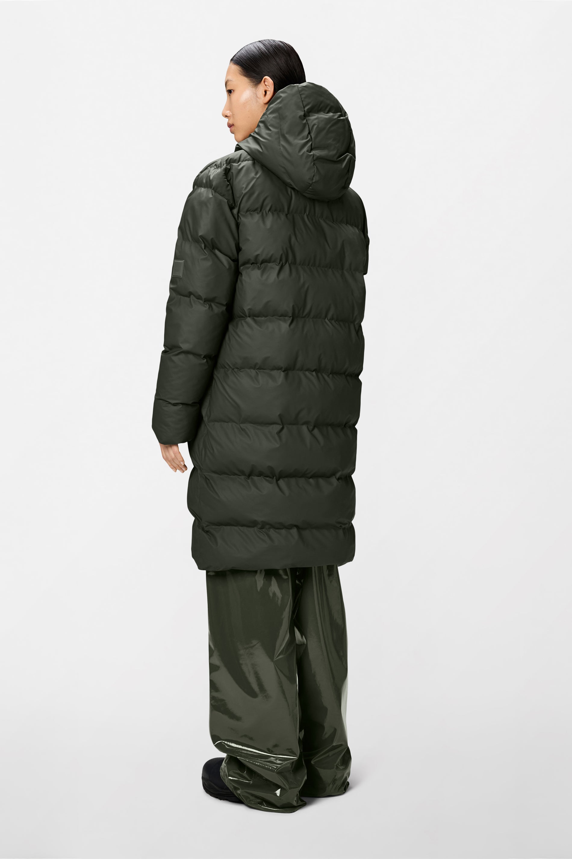 RAINS Alta Longer Puffer Jacket Green Jacket