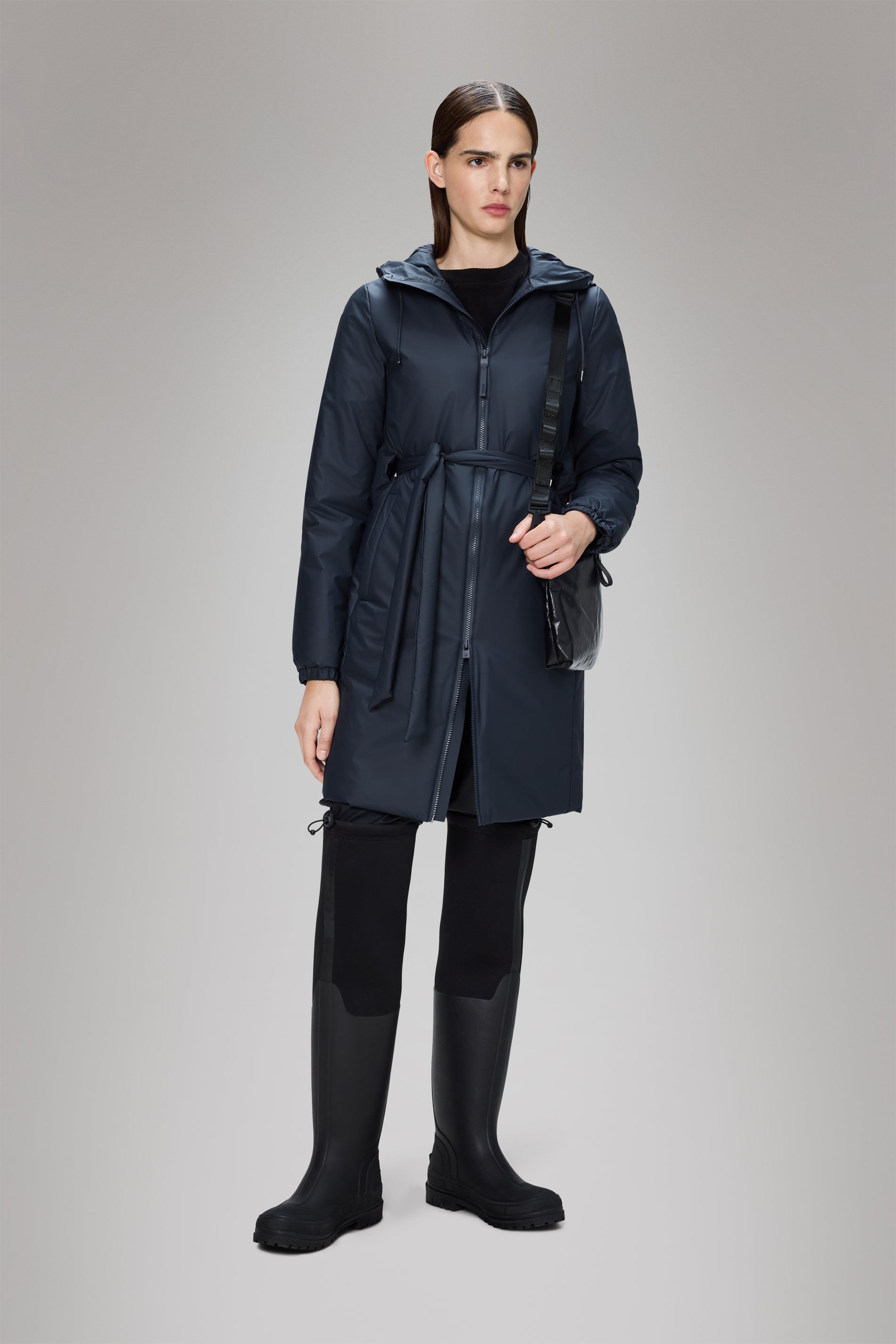 RAINS Lohja Long Insulated Curve Jacket Navy Jacket