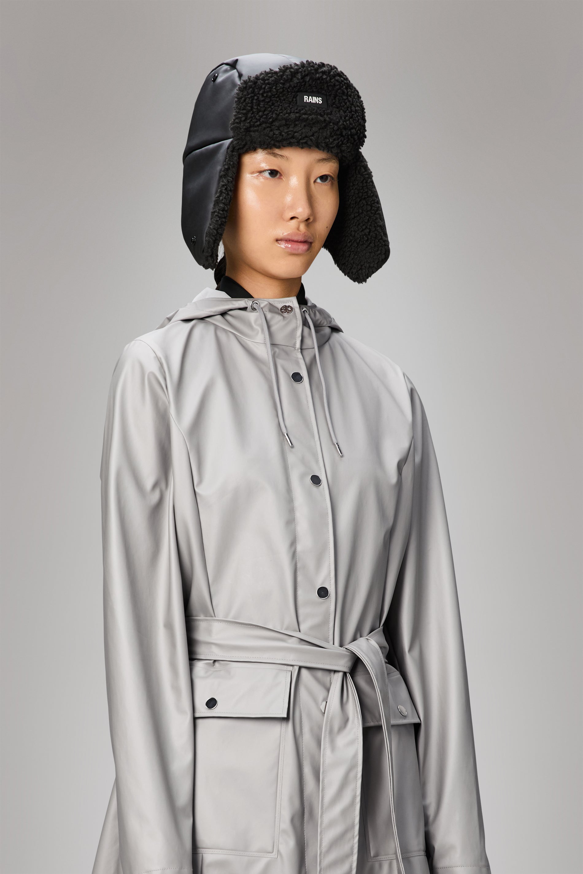 RAINS Fleece Trapper Hat Black Headwear